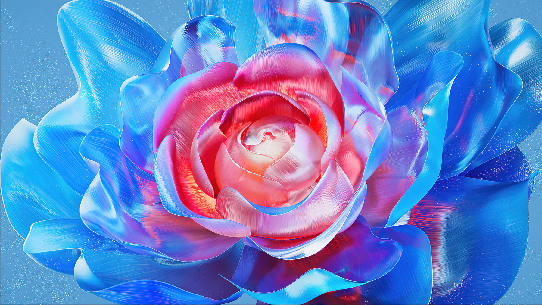 Abstract Digital Rose Artwork in Blue and Pink Flower Wallpaper