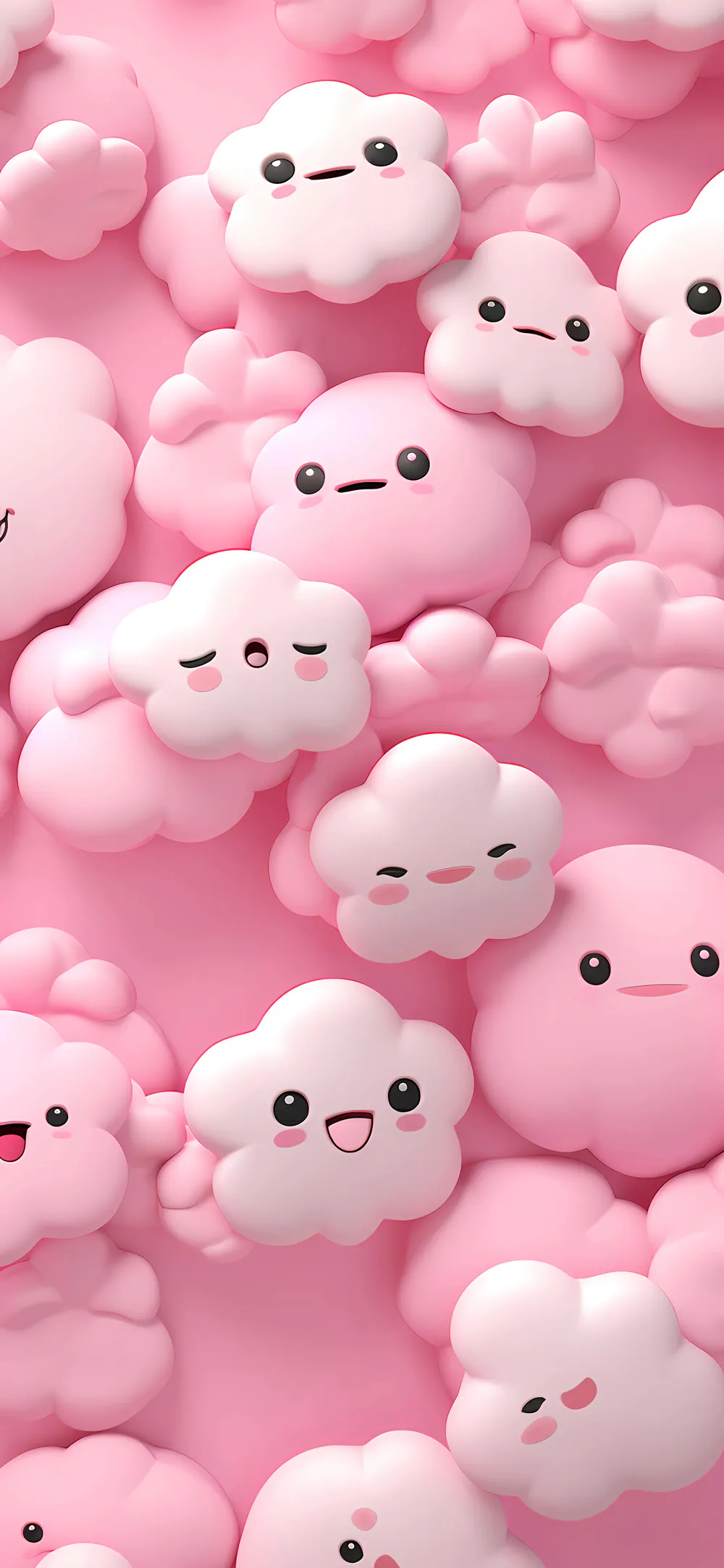 Cute Pastel Pink Clouds Adorable Charming Playful Phone Wallpaper