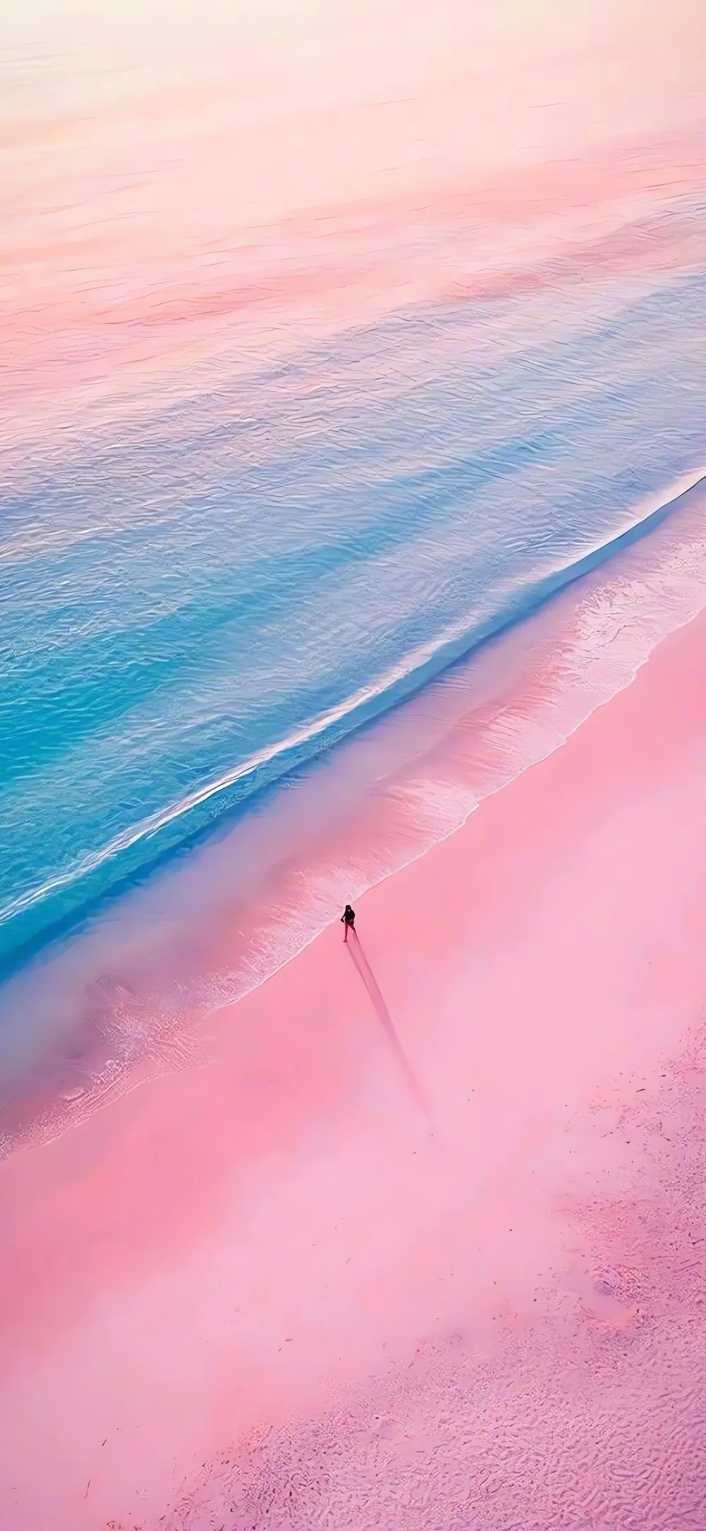 Dreamlike Soft Pastel Sky Minimalist Dawn Beach Scene Wallpaper