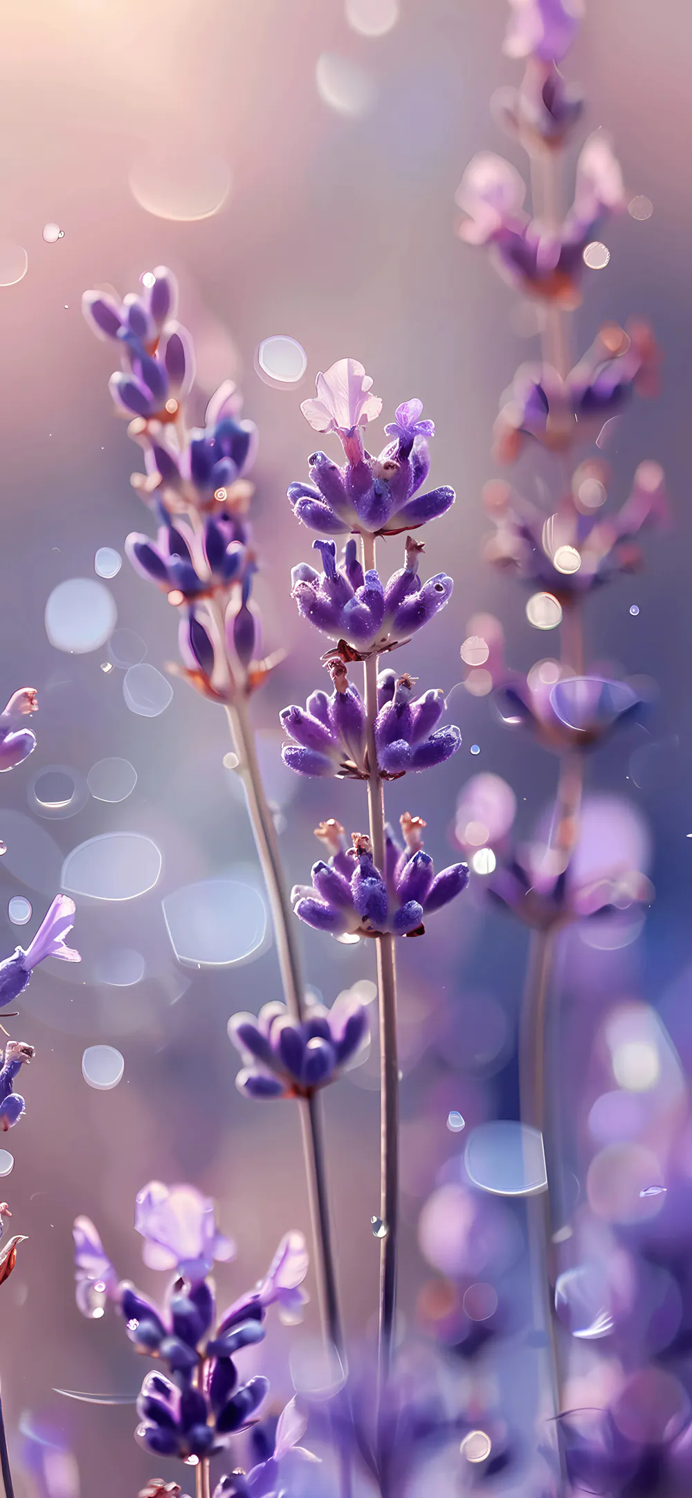 Dreamy Soft Purple Lavender Floral with Delicate Petals Wallpaper