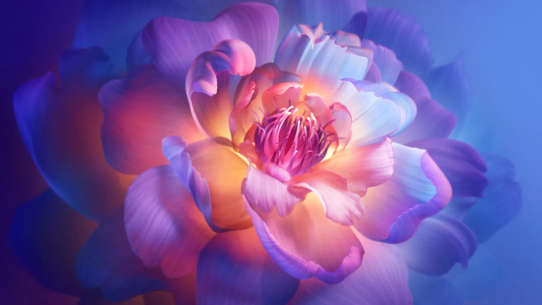 Elegant Digital Floral Wallpaper with Glow Gradient 4K Background