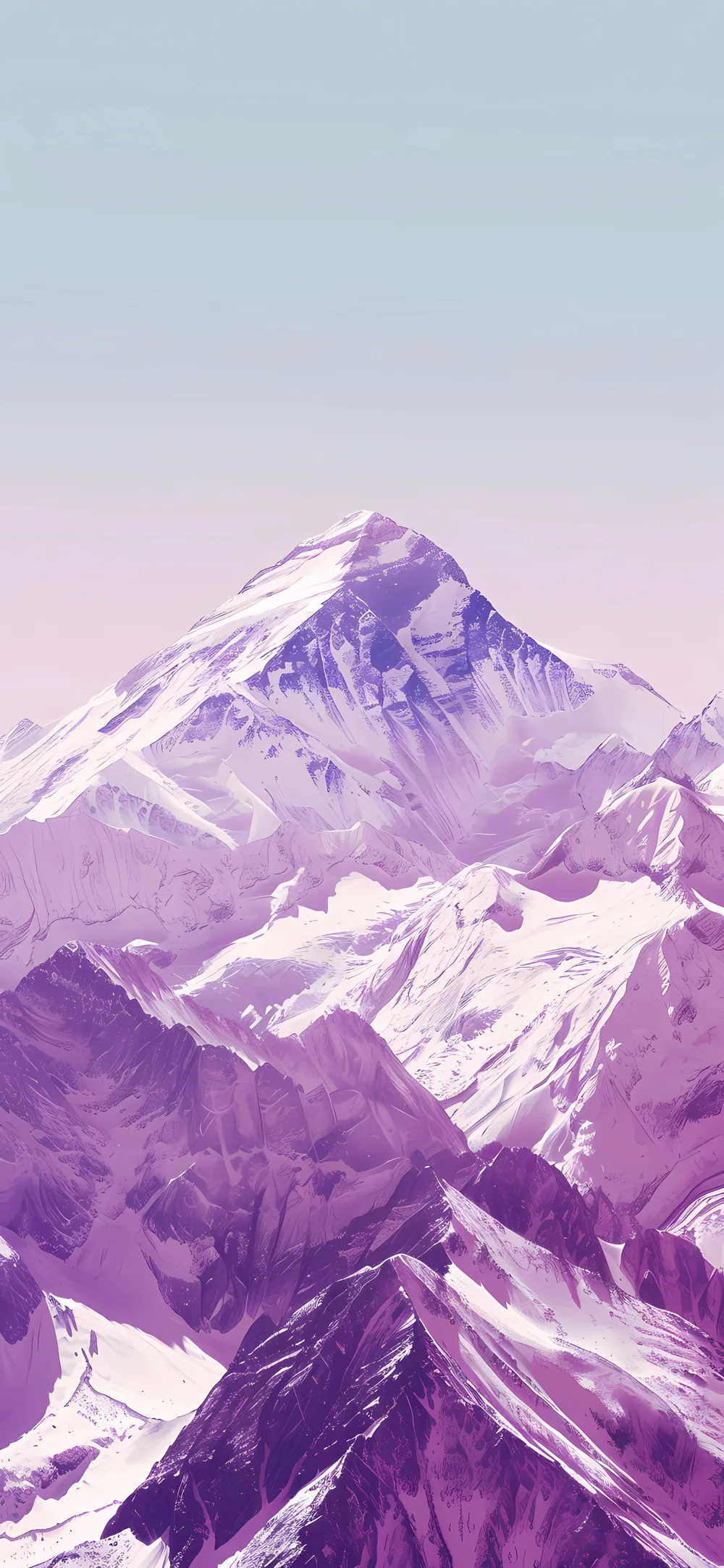 Fantasy Pastel Purple Mountain with Snow Peaks Landscape Wallpaper